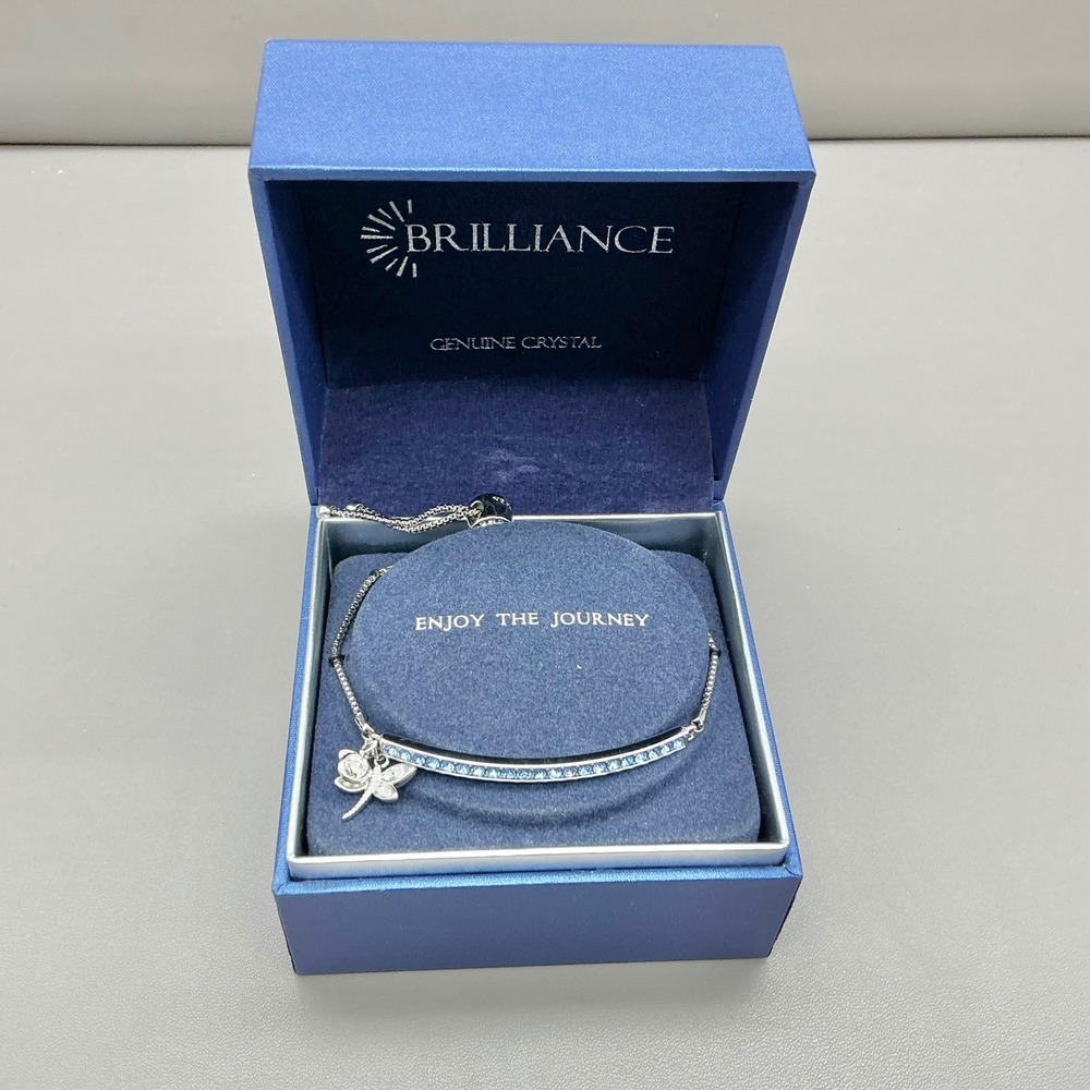 Brilliance Bracelet Women Silver Blue Genuine Crystal Dragonfly Adjustable Charm